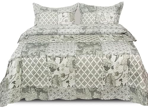 Cozy Haven Quilt Patchwork Bedspread 3 Piece Set – Coverless Quilted Bedspread, Comforter Throw, Summer and All-Season Lightweight Bedding Sets, with 2 Pillow Sham - (Rose Noir, King)