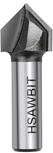 hsawbit Fasenfräser-Bit, 1,27 cm Schaft, 19,05 mm Durchmesser. und 17,5 mm Schnitthöhe, 45-Grad-V-Nut, zweischneidig, Wolframkarbid-Spitze
