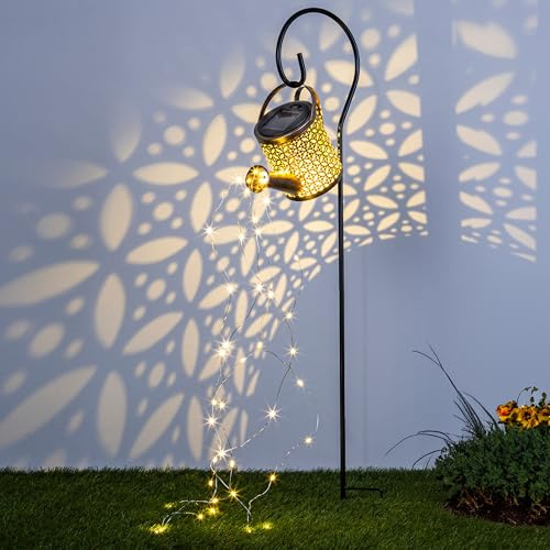 Schauer LED Solar Gartenstecker Gießkanne mit Lichterkette 40 LEDs | Solarlampen für Außen perfekt als Balkon Deko, Garten Deko & Terrassen Deko | Gartendeko Solar Lichterkette Aussen Gartenlampe