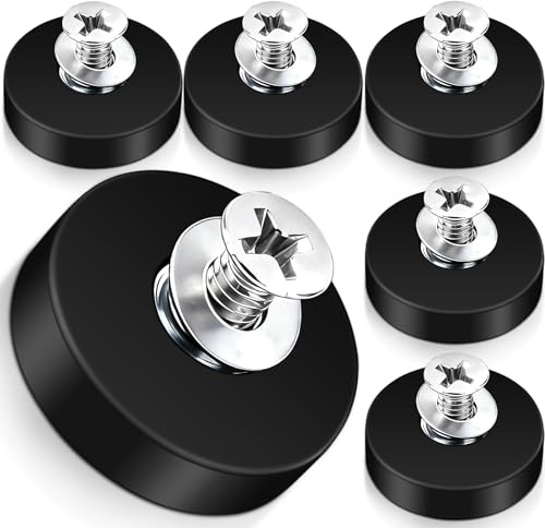 Neodym Magnete Gummiert, 6 Stück Starke gummiert Magnete Anti-Rutsch, Ø 22mm mit M6 Außengewinde Magnetischer Montagesockel für Lichtleisten, Runde Magnete mit Gewinde