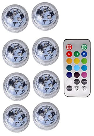 Luce subacquea a LED sommergibile multicolore a batteria impermeabile IP68 for la festa nuziale della piscina dello stagno del serbatoio di pesce(8 Lamp 1 controller)