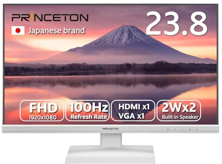 Princeton Monitor - 23.8 inch FHD (1980 x 1080) 100Hz ADS Panel HDMI x1 D-Sub x1 Build-in Speakers VESA Mount (100mm) White PTF-B241WUK-WH