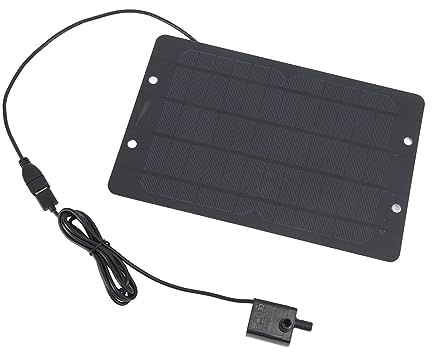 Jeffergarden Solarbrunnen mit Panel-Wasserpumpe, 10 W Set, Garten-Set, USB-Brunnenpumpe 6 V, mit Fisch für Tank, Brunnenpumpe, Teichwasserpumpe für Solarisierte Brunnenpumpe, Brunnenwasser