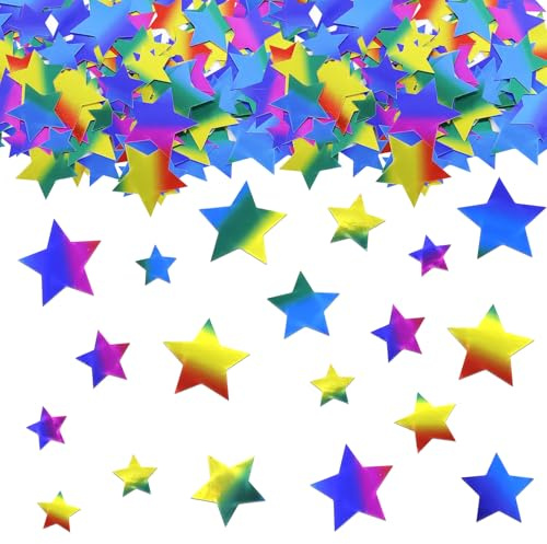 GoldRock 4 Größen Glitzersterne Streudeko Weihnachten 1,5-3cm,100 Stk Bunt Silvester Streudeko Sterne Deko,Glitzer Stern Konfetti Weihnachten, Tischdeko Streusterne für Hochzeit,Geburtstag, Weihnachts