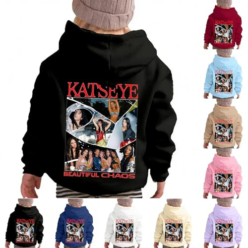 Katseye Hoodie Girls Oversize Hoodie Fashionable Sweatshirt with Hood Retro Model Winter Jumper for Boys and Children Casual Harajuku Style Elegant Cuddly Jumper Specially Designed, A 02, 160