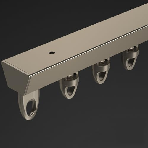 Sistema de riel de cortina champán (2 x 1,5 m) divisor de habitación montado en el techo en forma de V para cortinas, riel único, ideal para decoración del hogar y gestión del espacio