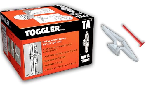 TOGGLER Toggle TA Hollow Door Anchors, 100 Pack, Screws not Included