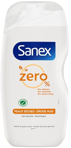SANEX - Gel Douche sans Savon Zero% Peaux Sèches - Riche en Agents Hydratants - 500 ml