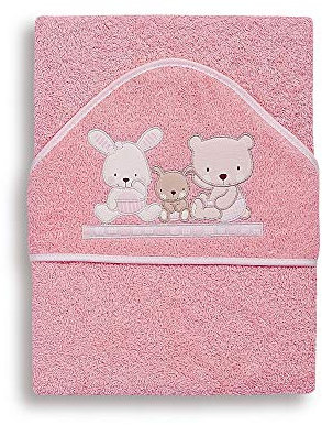 Interbaby, 01080-02, Asciugamano con cappuccio per neonato LOVE in rosa - 560 g