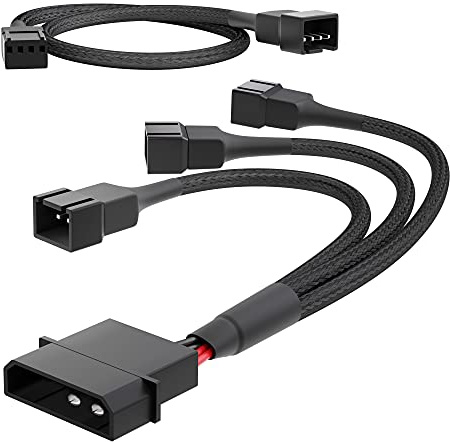 KabelDirekt – câble en Y Molex 12V 2 broches vers 3 x 2 Pin – 15cm | Câble en Y 15cm Molex vers 3x ventilateur PWM + câble de rallonge de ventilateur PWM 30cm