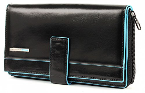 Piquadro Blue Square Portamonete con 12 Alloggiamenti per Carte di Credito, 18 cm, 0.75 litri, Nero