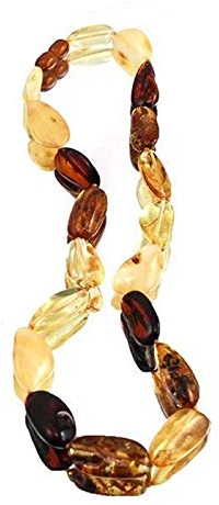 Bernstein Oliven Kette Halskette mit Bernstein Verschluss 44 cm