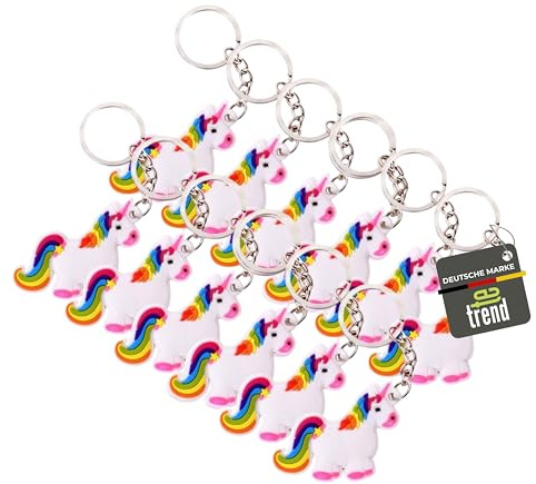 TE-Trend - Einhorn-Schlüsselring 12er Set - fantasievolle Regenbogen-Anhänger für Kinder - perfektes Einhorn-Accessoire für Mädchen & Jungen - Schlüsselanhänger-Set - Pferd-Schlüsselanhänger