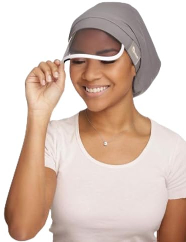 Hairbrella Womenâ € ™ s Regen Hüte wasserdichte Regen-Hut Mütze, satingefütterten Kappen, UV-Schutz Sonnenblende, Adjustable, faltet Sich in versteckten Ablagefach für Haarschutz (Grau) Grau