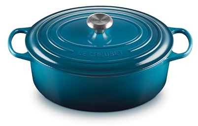 Le Creuset Cocotte en Fonte Émaillée Signature avec Couvercle, 31cm, Ovale, 6,3 L, 5,705 kg, Deep Teal, 21178316422430