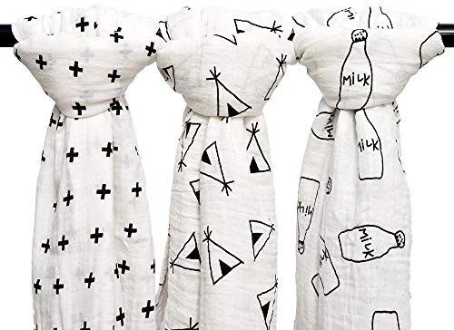G-Tree Muslin Swaddle Decken | 100% Bio-Baumwolle | Groß für Babyparty-Geschenk | Tiny Cozy | Geeignet für Boys & Girls | Packung mit 3 | Weiß Swaddle Decke Kinderzimmer | Am besten für Neugeborene