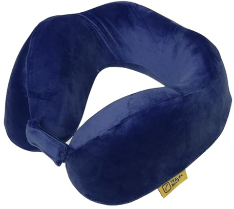 Travel Blue Coussin de Voyage en Mousse à Mémoire de Forme - Oreiller Ergonomique et Léger pour Le Cou - Ajustable Coussin pour Avion, Voiture et Bureau - Support pour Tête, Cou et Colonne (Navy)