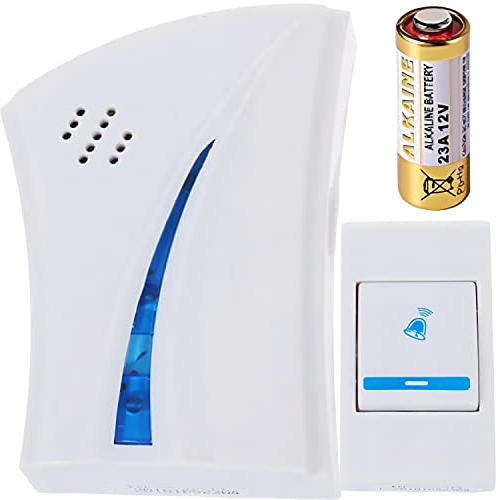 Retoo Campanello senza fili con portata 180 m e 32 melodie, campanello con livelli di volume 110 dB, campanello per porta di casa con ricevitore plug-in per appartamenti, giardino, campanello, bianco