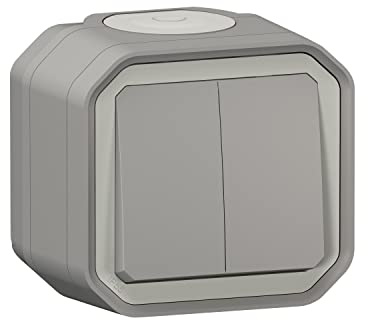 LEGRAND | Plexo Double Interrupteur Ou Va-Et-Vient Ou Poussoir, Étanche IP55, Résistance Aux Chocs IK08, Installation En Saillie Facile