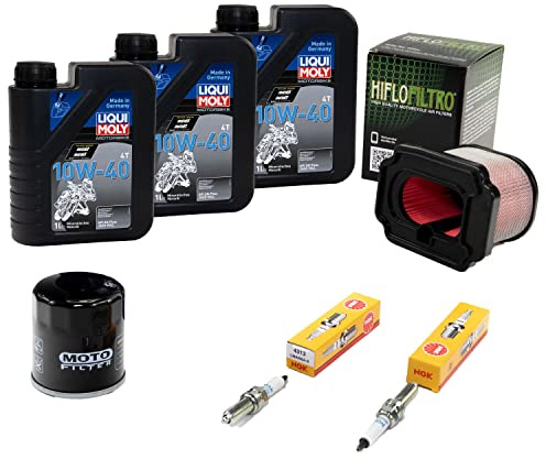 Wartungspaket Öl 3L + Luftfilter + Ölfilter + Zündkerzen für Yamaha MT-07 700 MT07 RM04 BU21 RM331 RM141 RM182 Bj 2014-2022