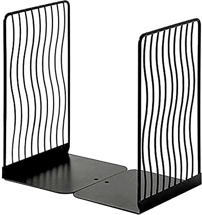 Buchstützen Metall Schwarz, Buchhalter Bücher Halter Regal, rutschfest Kratzfest, Ordner Halter CD DVD Book Holder Organisation für Schreibtisch Home Office Kinder