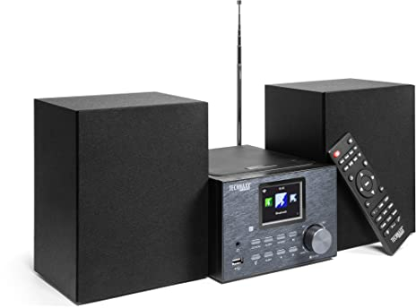 Technaxx Internet Radio Mini Sistema HiFi Stereo TX-178 con Lettore CD, Funzione Bluetooth 5.0 per Streaming Wireless, Sintonizzatore Radio DAB+ e FM, Telecomando, Display a Colori TFT 2,4''
