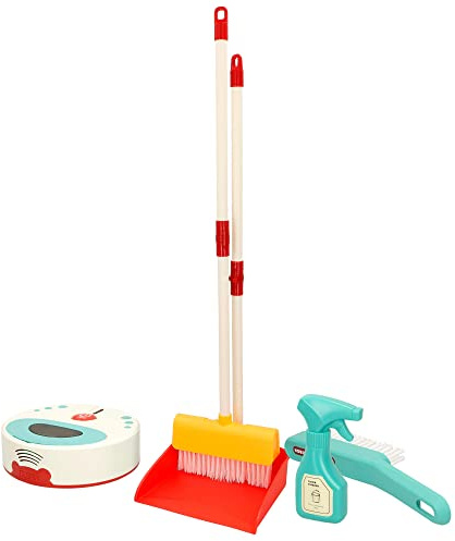 COLORBABY 49683 - Leksaksrengöringsset med ljus och ljud/Rengöringstillbehör inkluderar kvast, picker och rengöringsrobot/Rengöringssats för barn