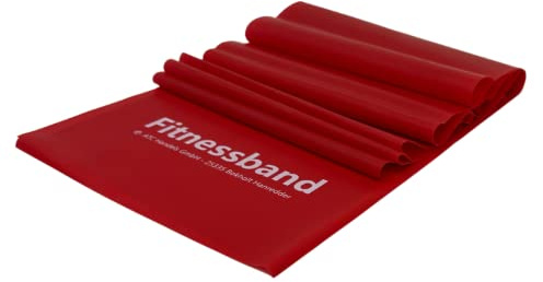 ATC Handels GmbH Fitnessband 1,5m, 2,5m, 5,5m und 25m x 15,5cm in 6 verschiedenen Stärken - Widerstandsband, Gymnastikband, Trainingsband, Sportband, Krafttraining und Yoga, 5,5m leicht rot