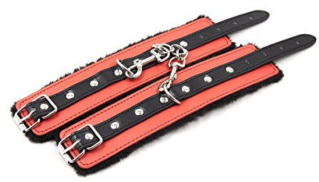 BONDAGERIE® Manette per coppia con peluche, in ecopelle, regolabili