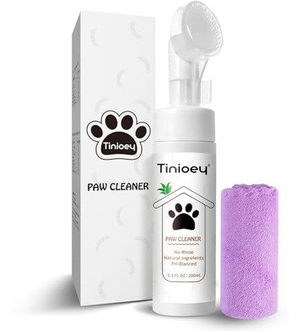 Tinioey Pulisci Zampe Cane | Lava Zampe per Cani Senza Risciacquo (200ml) | Accessori Cani con Assorbente Asciugamano, Pulisce Efficacemente Le Zampe Sporche e Fangose