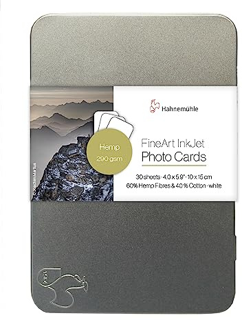 Hahnemühle Inkjet Fotokarten, Mini Foto-Postkarten, Hemp, matt, weiß, 30 Blatt, 10x15cm
