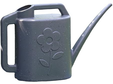 Gralara Regadera Regadera de Flores 4L con asa Regadera Ligera de Alta Capacidad Moderna para Flores de Plantas, jardín, casa Bonsai, Gris Oscuro