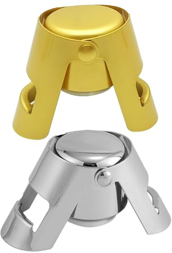 AOVNA 2Pcs Champagne Stopper Multicolor Bottle Sealer Vacuum Wine Stopper Bottle Plug Sealer Stainless Steel Bottle Closure for Champagne Red Wine Cava