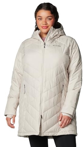 Columbia Womens Heavenly Long Hooded Puffer Jacket, Dark Stone, Large