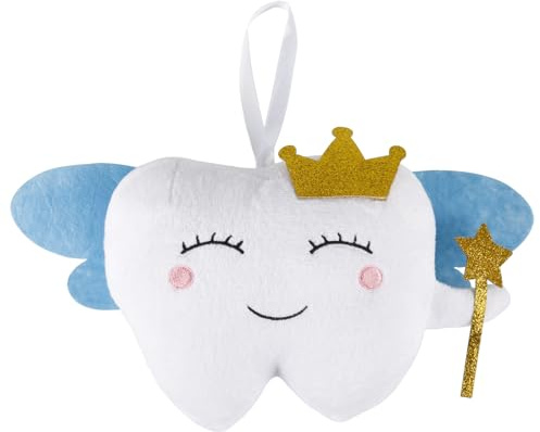 Lasuroa Tooth Fairy Pillow With Pocket, Soft Crystal Velvet, Blue Wings, Unisex, 3+