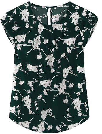 TASAMO Womens Going Out Chiffon Tops Short Sleeve Keyhole Back Dressy Summer Casual Business Lightweight Blouses