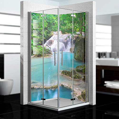 dedeco Pannello posteriore doccia impermeabile motivo: cascata V7, 2 x 90 x 210 cm, come pannello posteriore per il bagno per la sostituzione delle piastrelle, come parete decorativa, rivestimento da