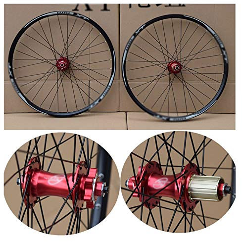 WQZStar MTB-Mountainbike-Laufradsatz 26 27,5 29er 7–11 Gänge, Keine Carbon-Fahrradräder, Doppellagiges Mountainbike-Rad aus Legierung, 32H für Scheibenbremse (rot, 29 Zoll)