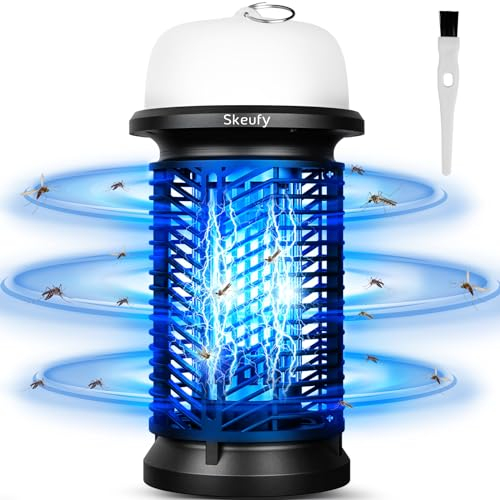 Skeufy Insektenvernichter, 4400V Mückenfalle 20W UV-Licht mit 9W LED Licht und Reinigungsbürste, IPX4 Wasserdicht Mückenlampe, Mückenabwehr Outdoor und Innen