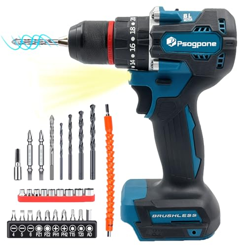 Cordless Drill Driver with 2PCS 3000mAH Battery, 25+1 Torque Setting, 45Nm Electric Screwdriver Driver, 2 Speed, LED Light, 27 PCS Kit for Home DIY