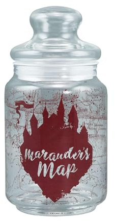 Harry Potter Half Moon Bay Marauder's Map | Glass Candy Cookie Jar 750ml | Official Merchandise | Kitchen Counter Storage | Honeydukes Sweet Treat Gift