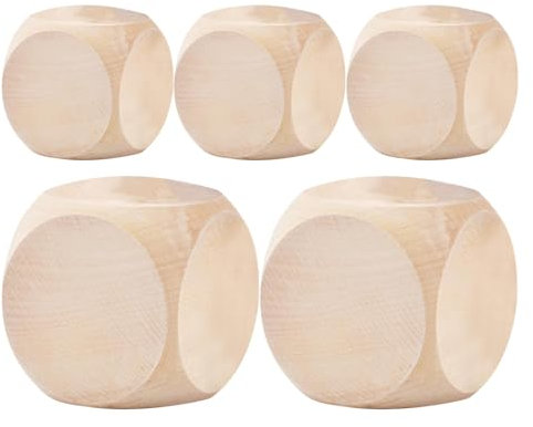 Dadi vergini in legno, dadi in legno vergini - 5 dadi di cubo ad angolo rotondo, blocchi di legno incompiuti a 6 lati, cubi in legno con angoli arrotondati, blocchi quadrati di legno per progetti