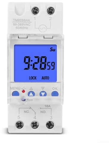 SPORTARC Minuteur hebdomadaire électronique avec écran LCD rétroéclairé, programmable 7 jours, capacité de charge 16 A