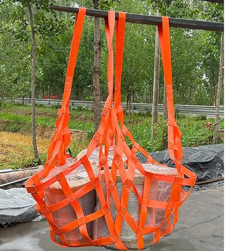 CiCixixi Rete Di Sollevamento, Rete Per Appendere Il Carico, 1Mx1M Reti Di Sicurezza Per Il Carico, Cinghie Per La Movimentazione,Cinghie per Paranco 10 cm Portata 300 KG,Orange(1 x 1 m)