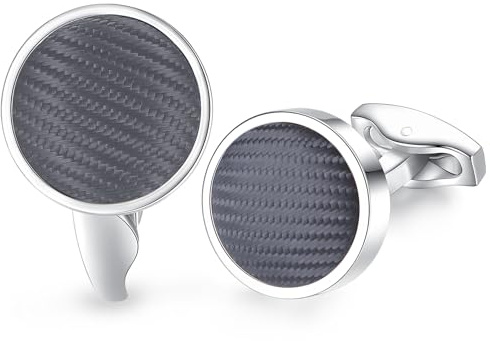 HONEY BEAR Herren Hochzeit Nylon Streifenlinie Muster Stoff Manschettenknöpfe Cufflinks Manschettenknopf,Runden,MEHRWEG (Grau)