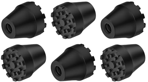 supregear 6-Pack Ersättningsgummitoppar för Vandringstavar och Promenadkäppar, Halkfria Stötdämpande Svarta Fötter, Universell Passform för 11 mm Standardkäppar och Hopfällbara Stav
