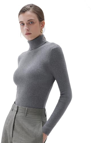 SUUKSESS Women Turtleneck Cashmere Blend Sweater Basic Thermal Tops