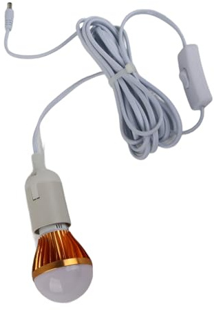 Zerodis 12 V 5W Weiße Lichtkugelbirne, Warmes Weißes DC -Licht mit 3 -Meter Kabel, Manuellem Schlüsselschalter, Solarsteuerung für Campingzelt, E27 LED Lampen Solar USB Lampen Drehparty