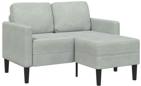 ZQQLVOO 2-Sitzer-Sofa mit Chaiselongue L-Form Hellgrau L-Form Sofa mit Chaiselongue, Samtstoff Bezug, Platzsparendes Design für Wohnzimmer 125 cm Samt