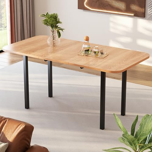 Lumivortex Esstisch Ausziehbar Holz, Küchentisch 120/160x80x75cm, Esszimmertisch Ausziehbar für 4-6 Personen, Legierungsstütze, Ausziehtisch Esszimmer (Quadrat, Holz A)